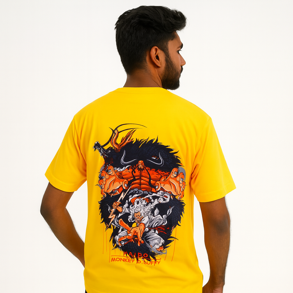 Anime Battle Graphic T-shirt--Yellow
