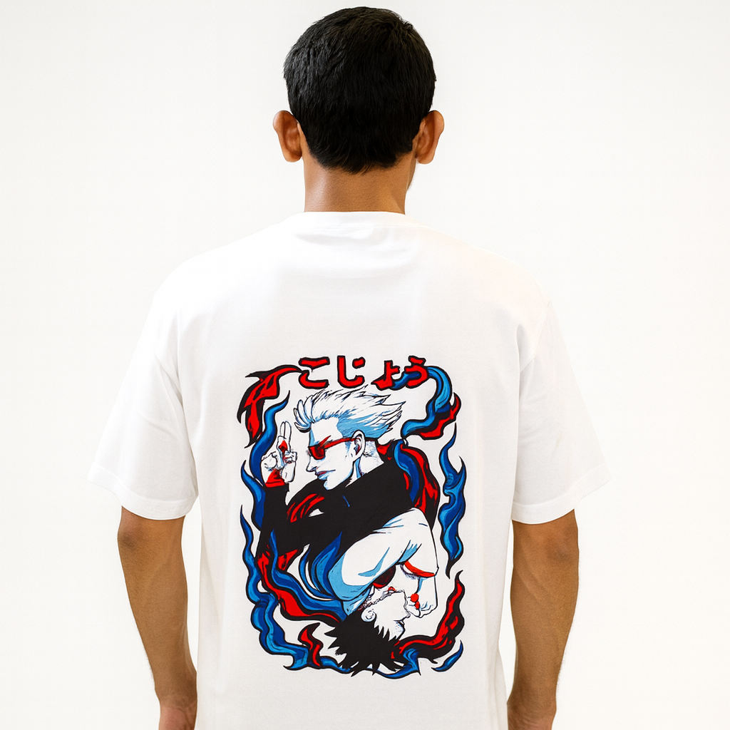 Dual Spirit Anime Graphic T-shirt--White