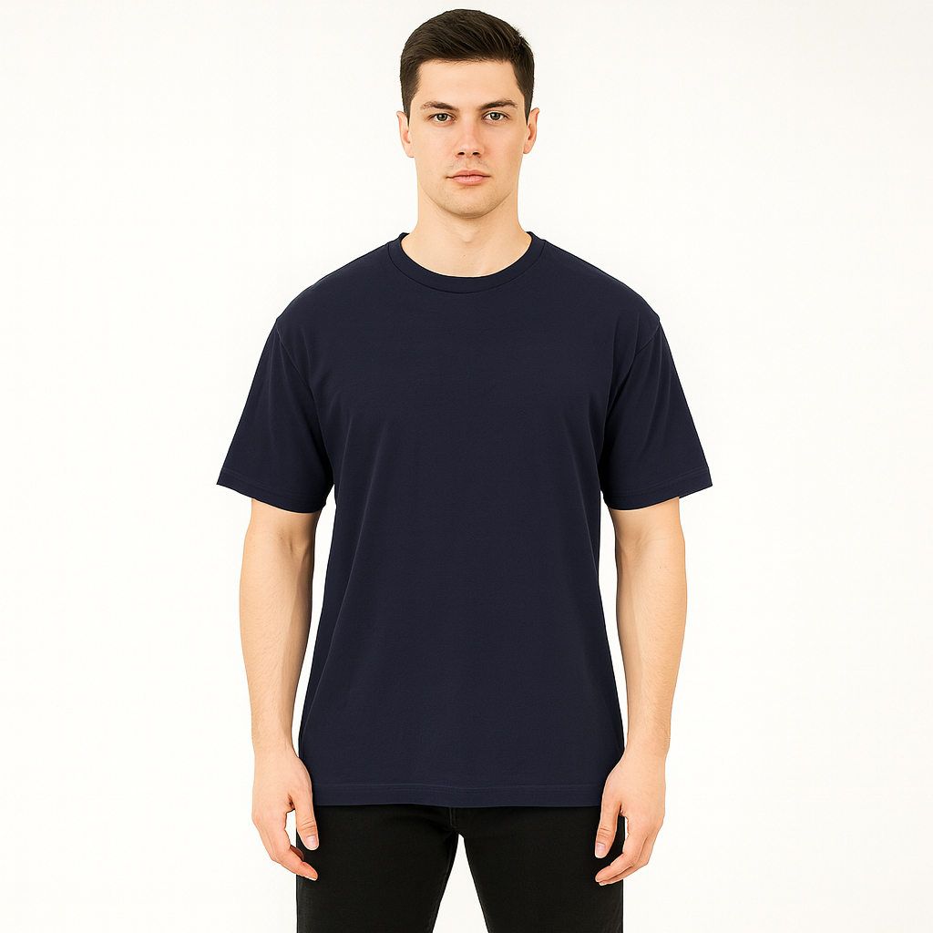 Anime Warrior Duo Graphic T-shirt--Navy Blue