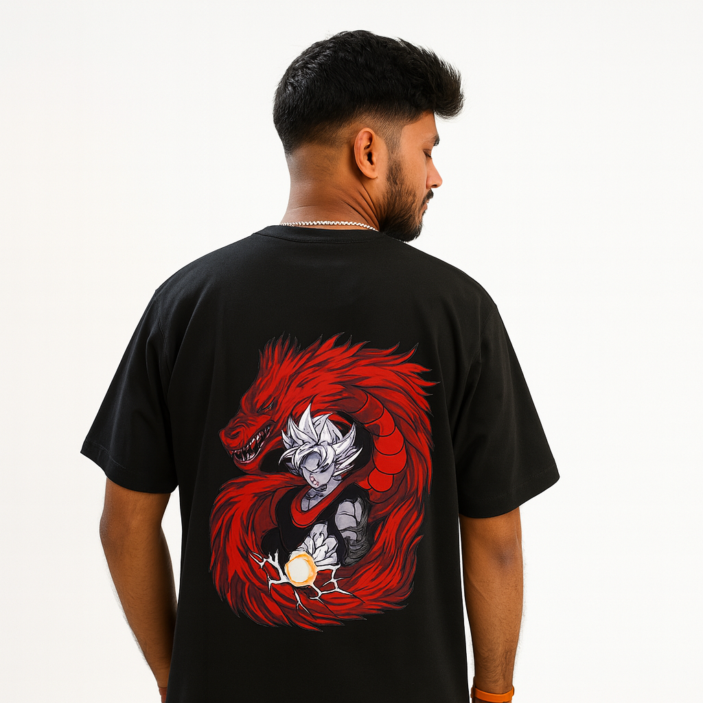 Dragon Aura Anime Graphic T-shirt--Black